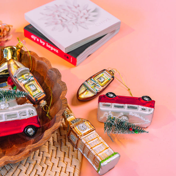 Landmark and travel glass ornaments grouped together, christmas gifts for travelers — by Chive Studio