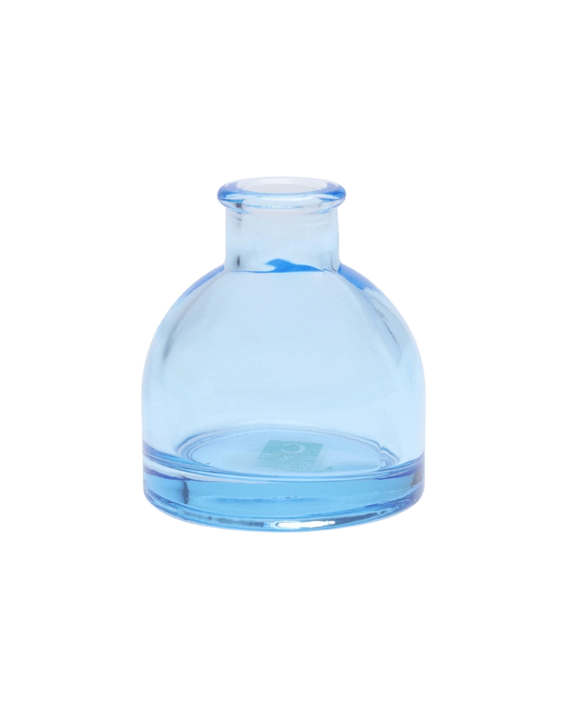 Chive Loft round glass bud vase in light blue, shown straight-on with a smooth glossy finish.