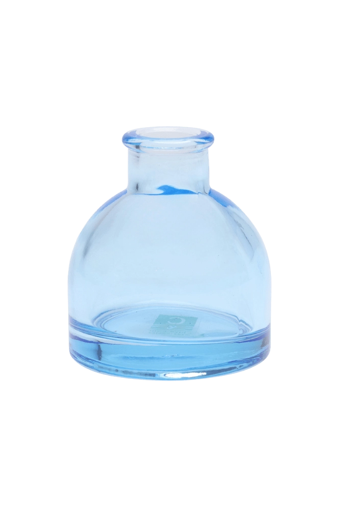 Chive Loft round glass bud vase in light blue, shown straight-on with a smooth glossy finish.