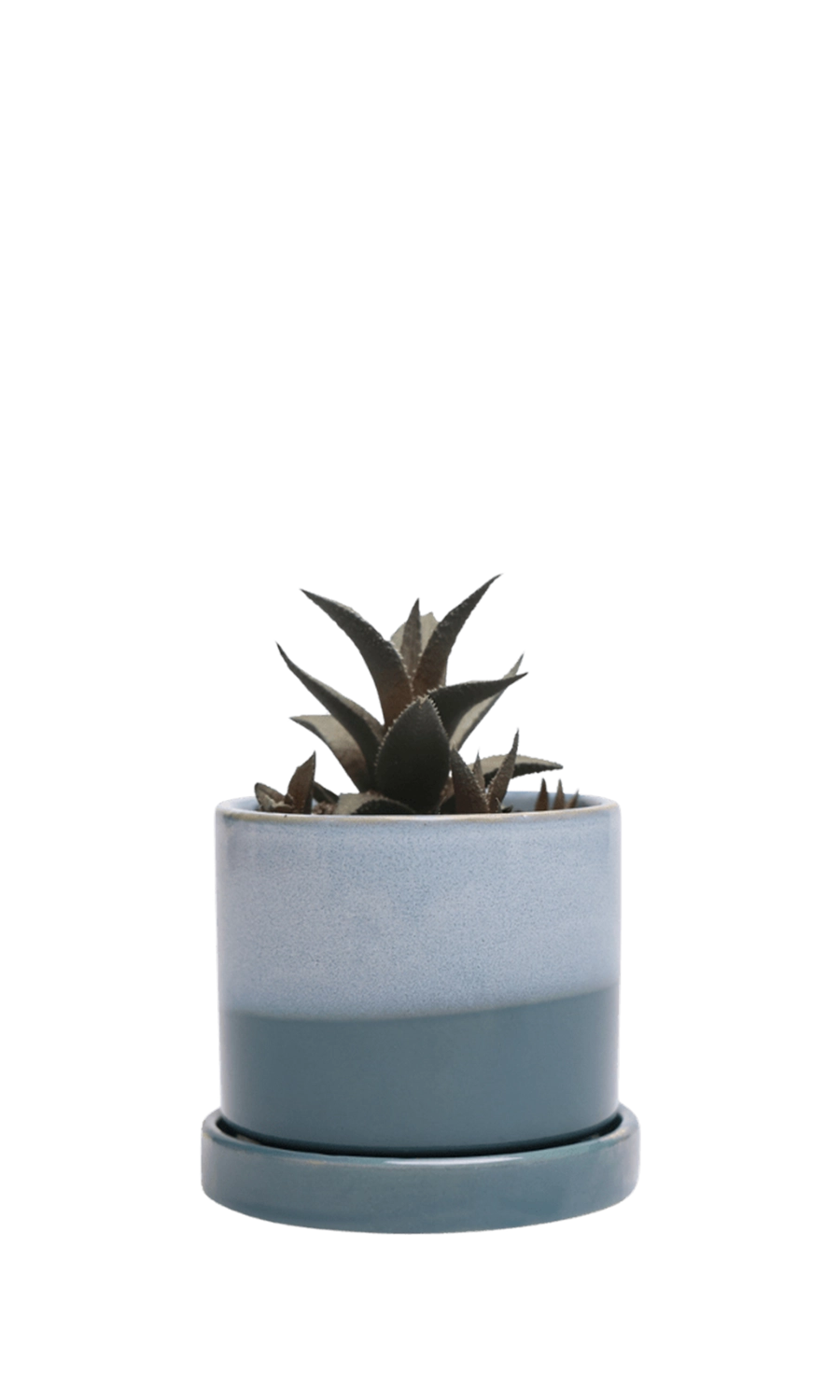 Blue Aqua Ceramic Pot and Saucer Set with Drainage - Minute - handmade by Chive Studio Toronto