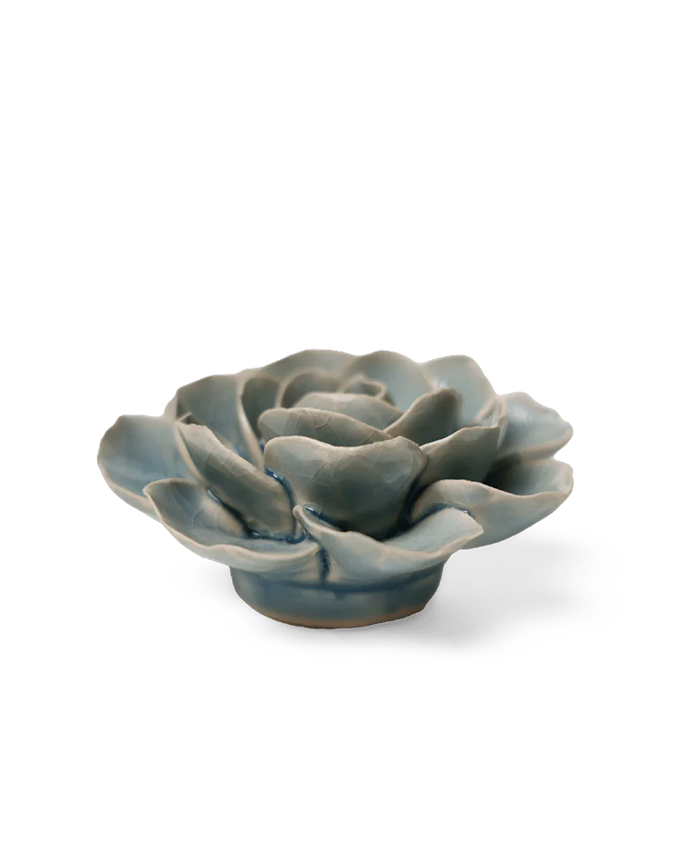 Powder Blue Amandine Ranunculus ceramic wall flower side view — English Garden collection — designed in Toronto by Chive Studio