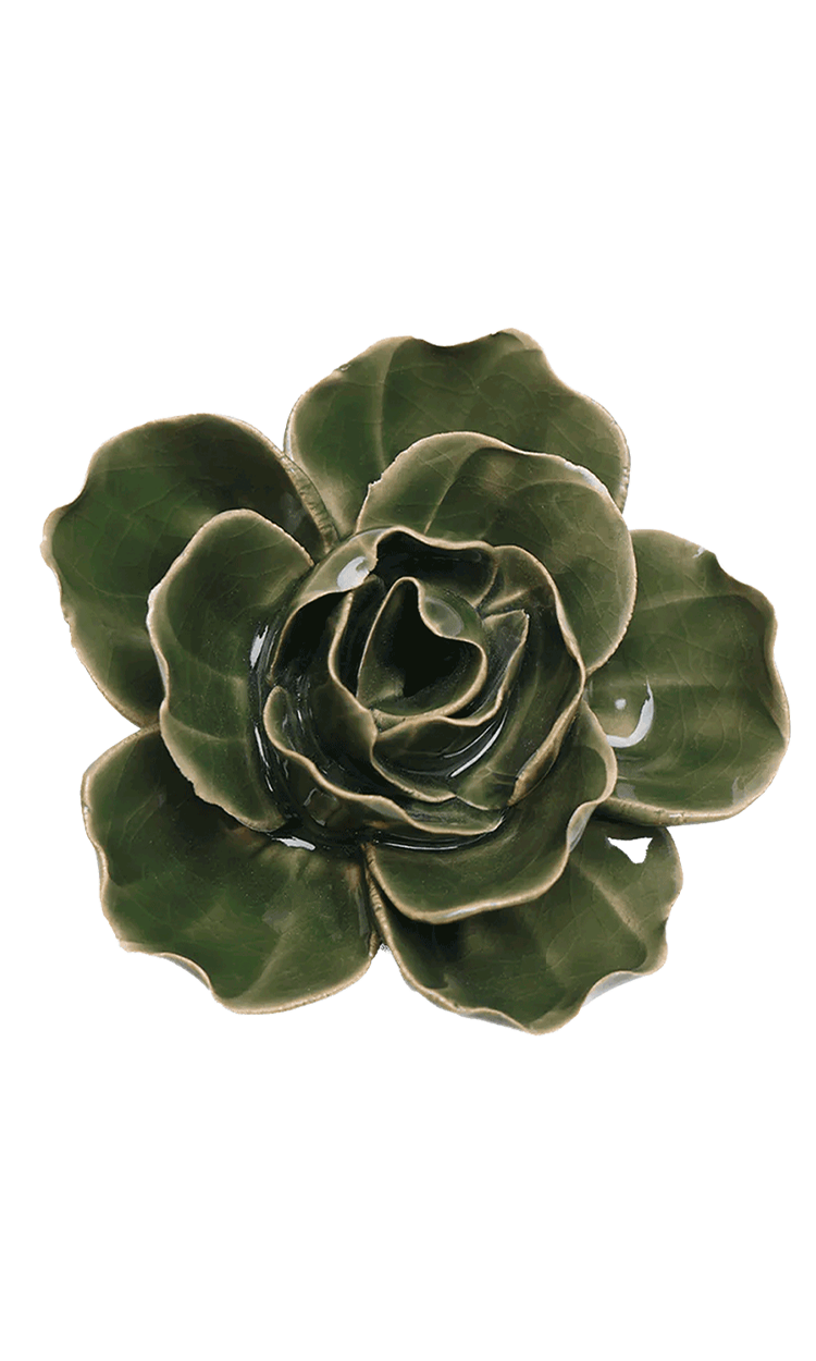 Fir Green Butterfly Ranunculus ceramic wall flower — English Garden Collection — Chive Ceramics Studio