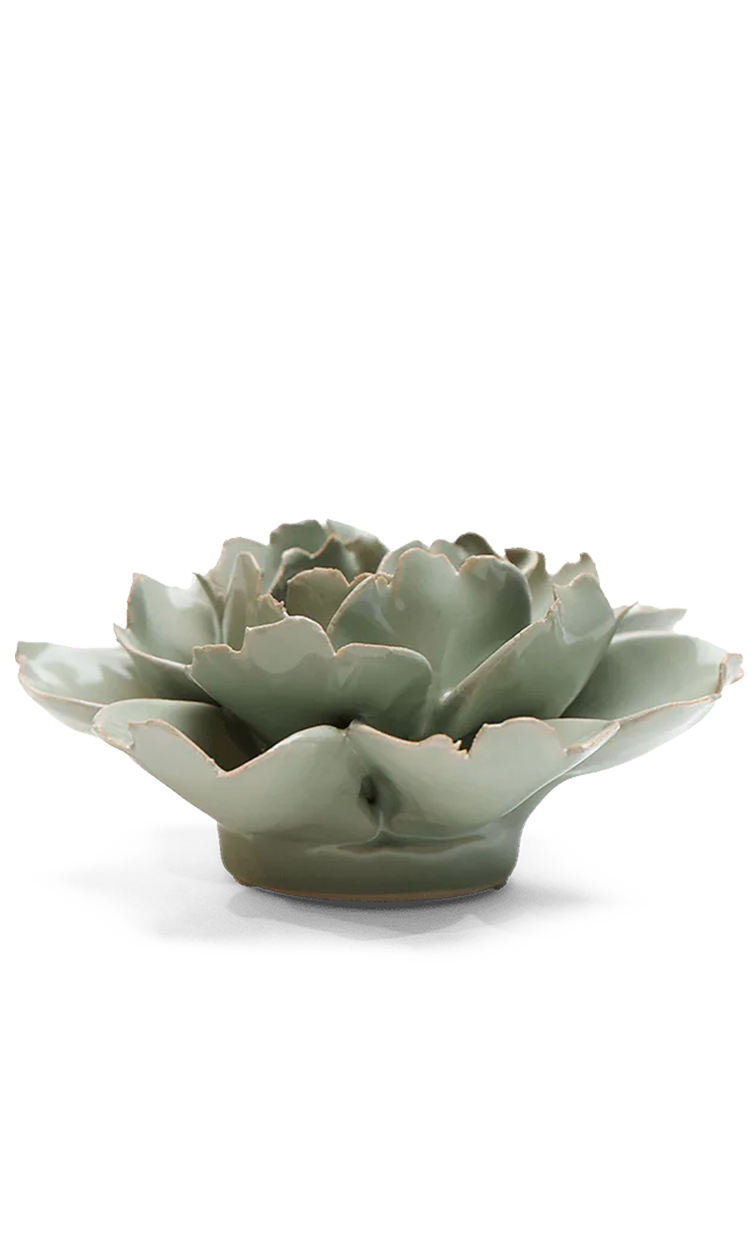 Pistachio Green Rose ceramic wall flower — English Garden collection — by Chive Studio