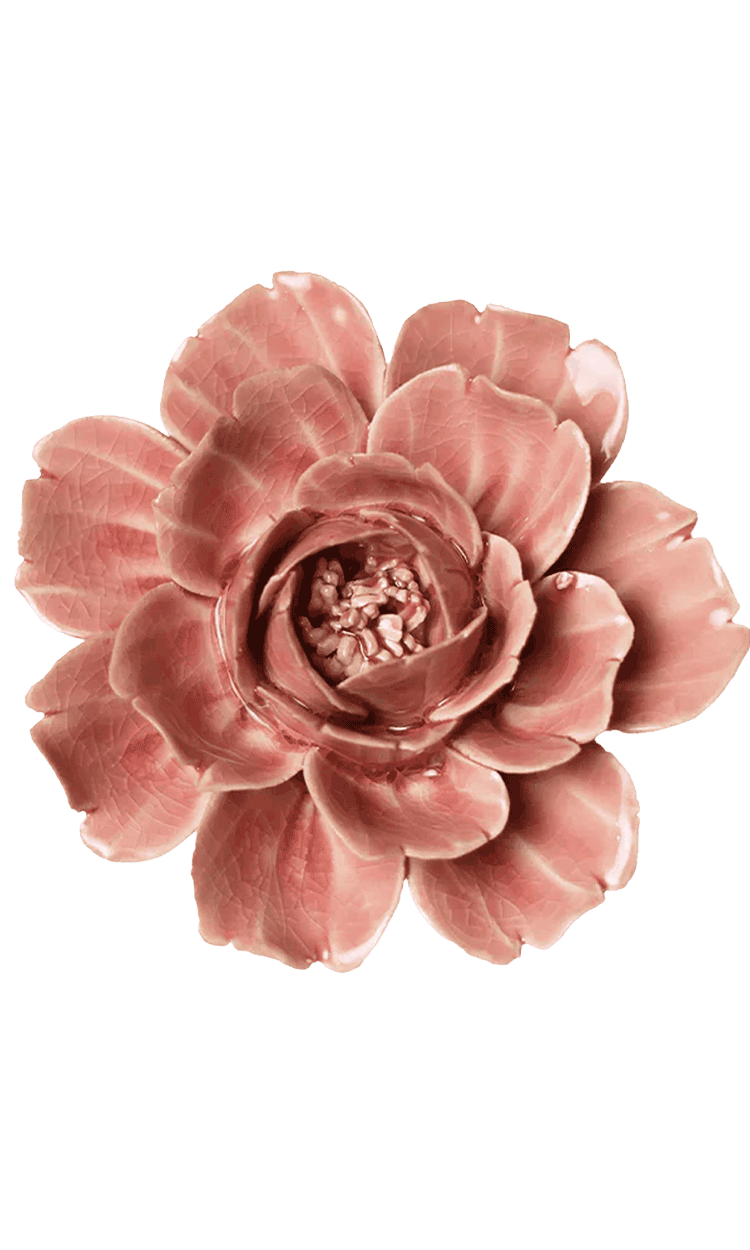 Champagne Pink Rose ceramic wall flower — English Garden Collection — Chive Ceramics Studio