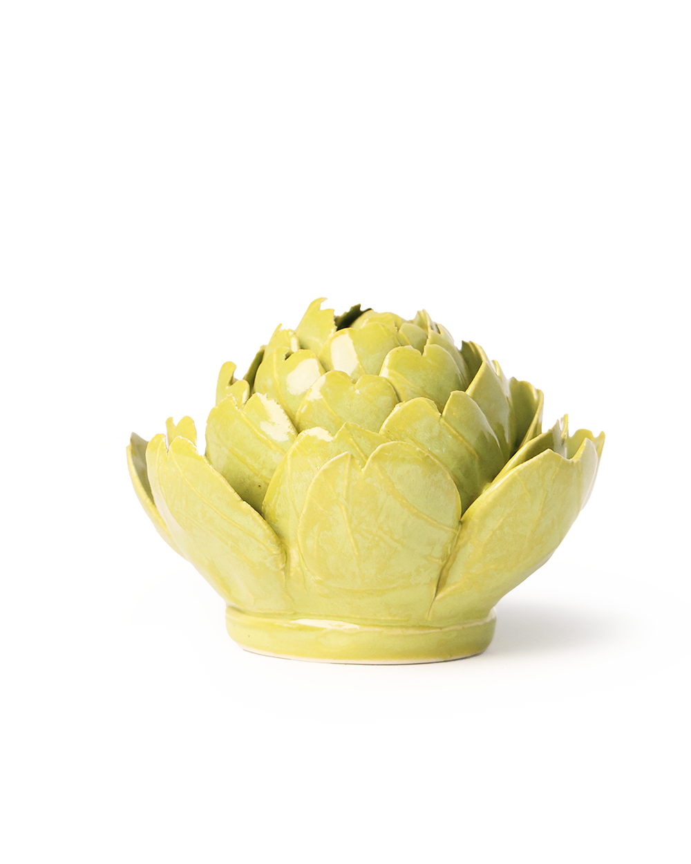 Chartreuse Queen Protea ceramic wall flower detail view — Chive Ceramics Studio