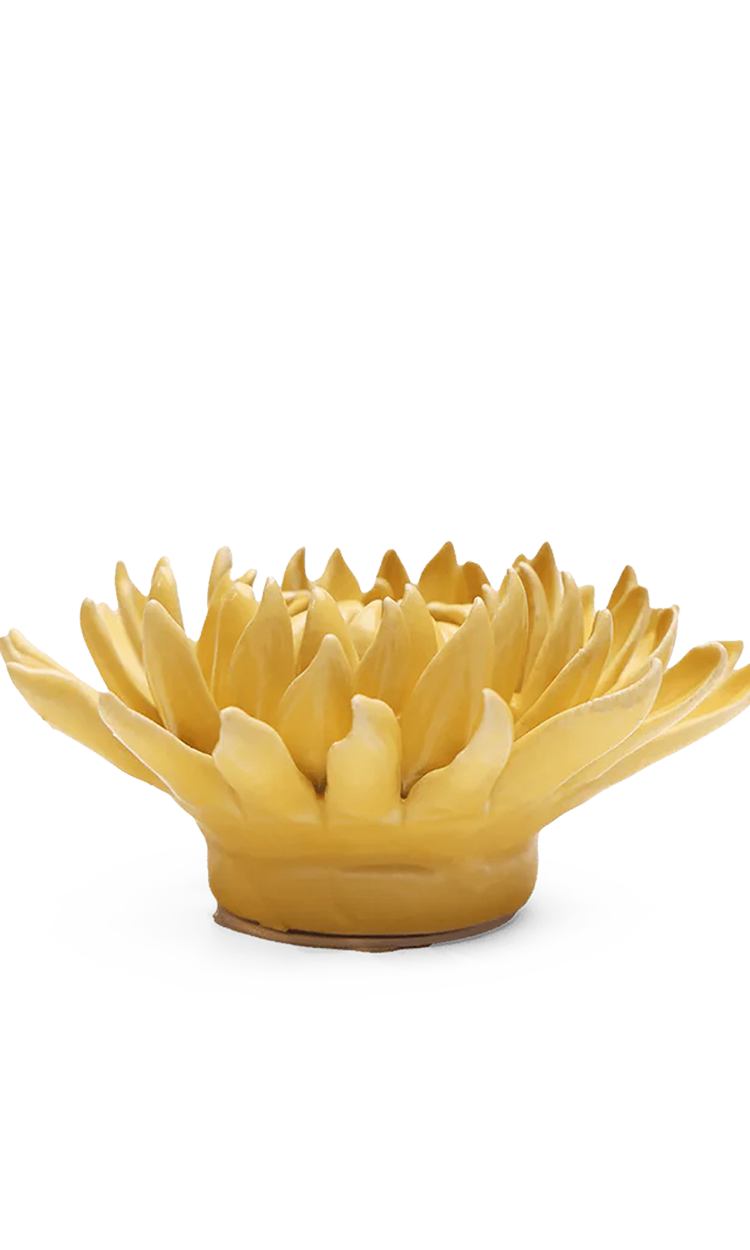 Canary Yellow Sarah Mum ceramic wall flower detail view — Chive Ceramics Studio