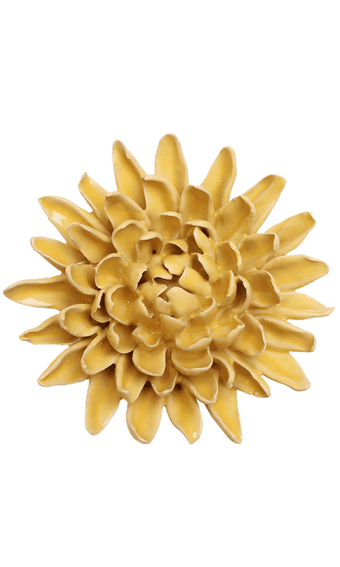 Canary Yellow Sarah Mum ceramic wall flower — English Garden Collection — Chive Ceramics Studio
