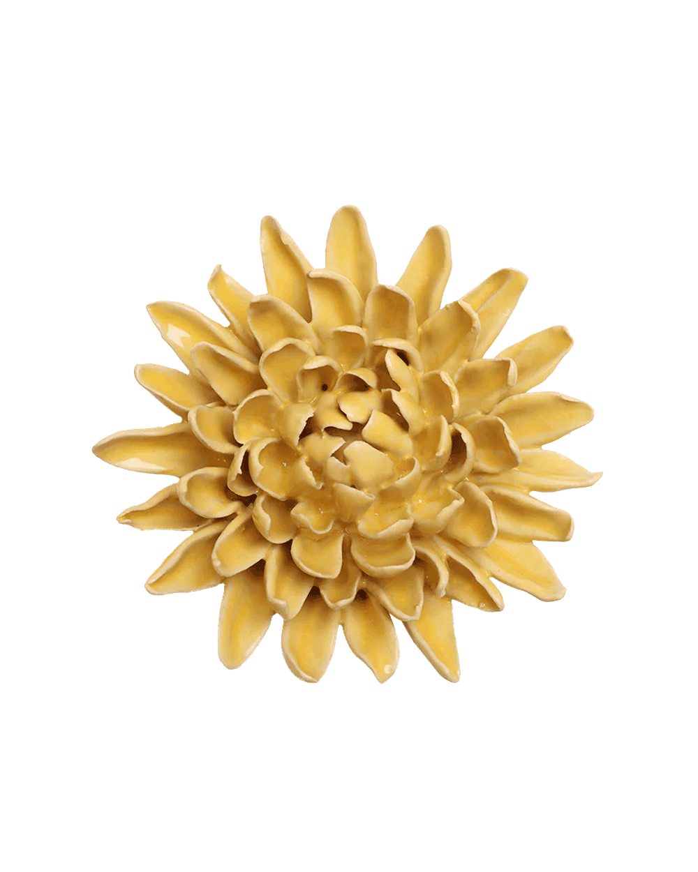 Canary Yellow Sarah Mum ceramic wall flower — English Garden Collection — Chive Ceramics Studio