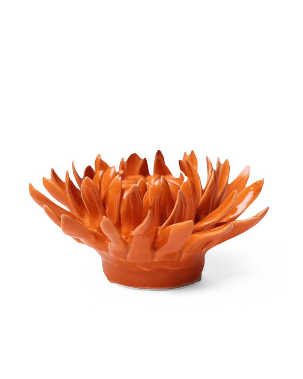 Orange Sarah Mum ceramic wall flower — English Garden Collection — handmade by Chive Studio Toronto