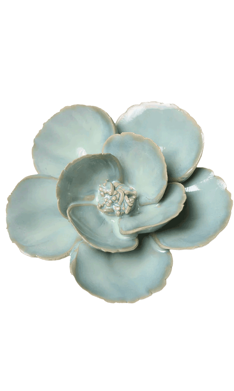 Milk Teal Poppy ceramic wall flower — English Garden Collection — Chive Ceramics Studio