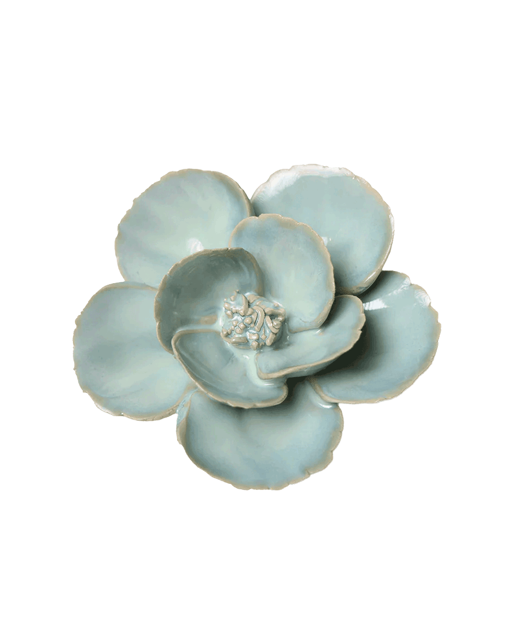 Milk Teal Poppy ceramic wall flower — English Garden Collection — Chive Ceramics Studio