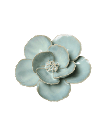 Milk Teal Poppy ceramic wall flower — English Garden Collection — Chive Ceramics Studio