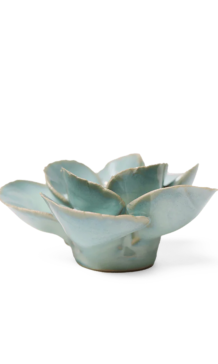 Milk Teal Poppy ceramic wall flower detail view — Chive Ceramics Studio