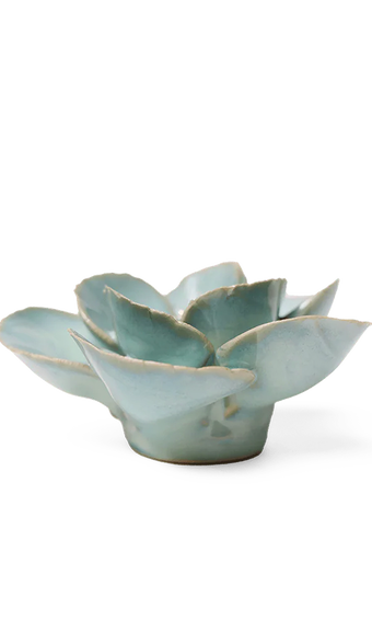 Milk Teal Poppy ceramic wall flower detail view — Chive Ceramics Studio