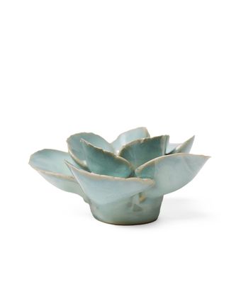 Milk Teal Poppy ceramic wall flower detail view — Chive Ceramics Studio