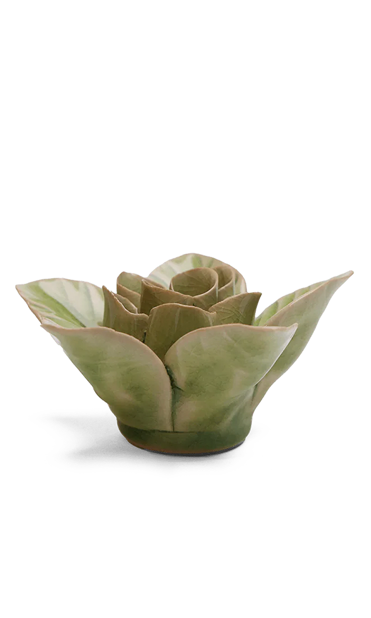 Peridot Green Maiden Lotus ceramic wall flower — English Garden — by Chive Studio