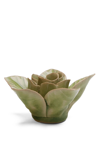 Peridot Green Maiden Lotus ceramic wall flower — English Garden — by Chive Studio
