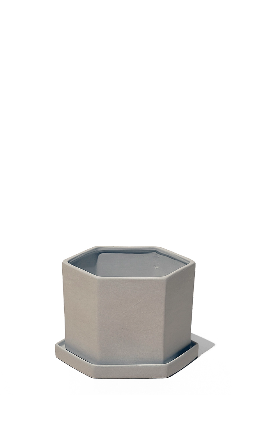 Light Grey Porcelain Pot with Drainage Hole - Hexi - designed by Chive Studio Toronto