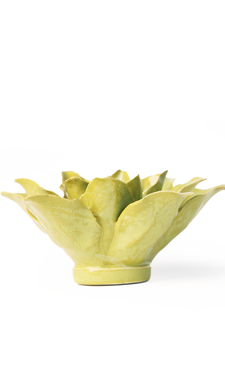 chartreuse tiger lily ceramic wall flower — English Garden Collection — handmade by Chive Studio Toronto