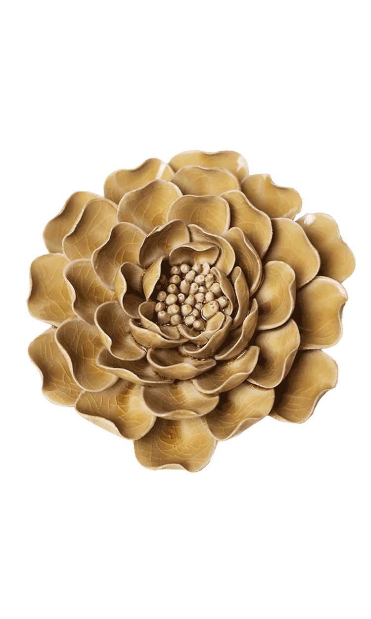 Caramel Charm Peony ceramic wall flower — English Garden Collection — Chive Ceramics Studio