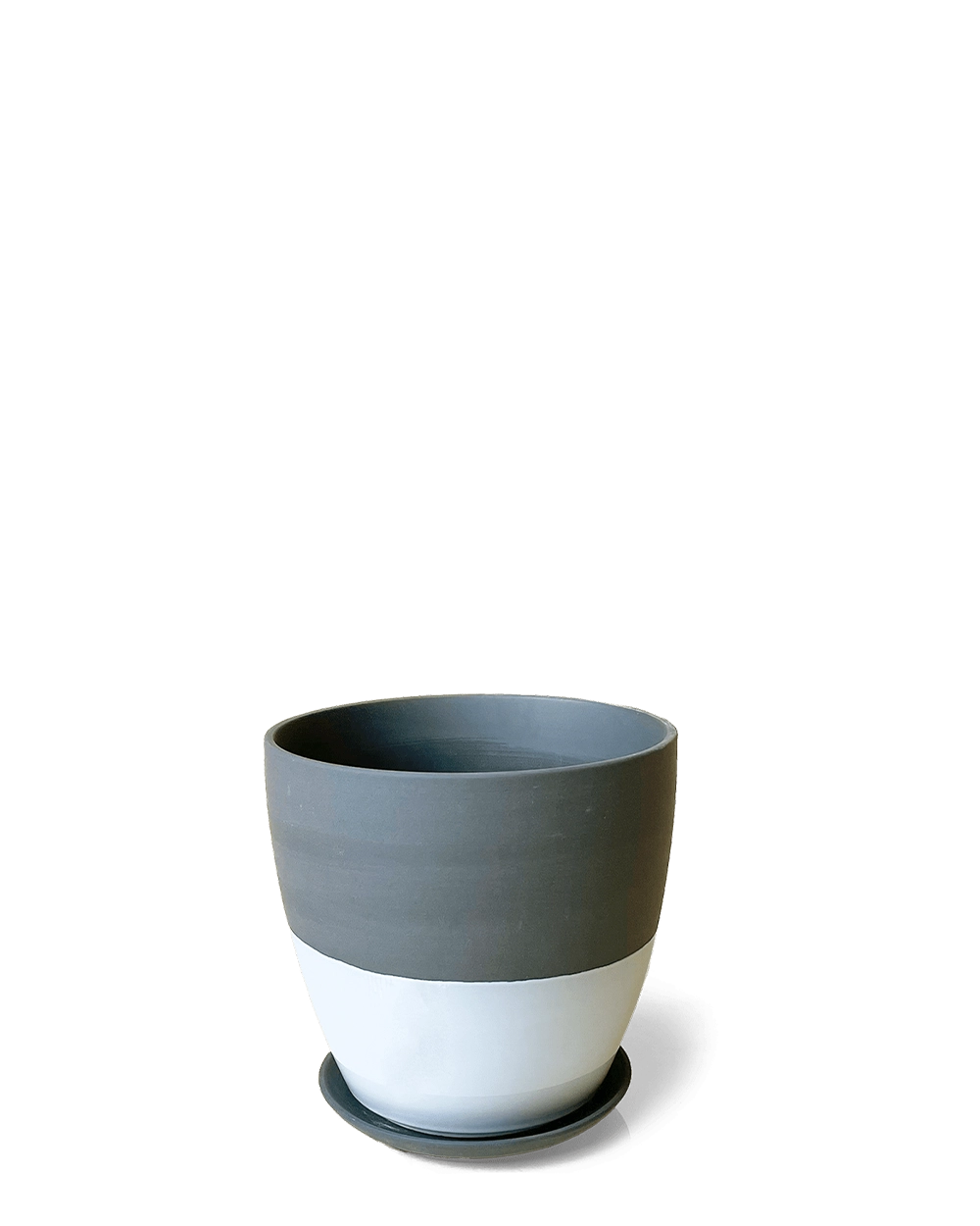 Black Porcelain Modern Indoor Plant Pot with Saucer - Black - designed by Chive Studio Toronto