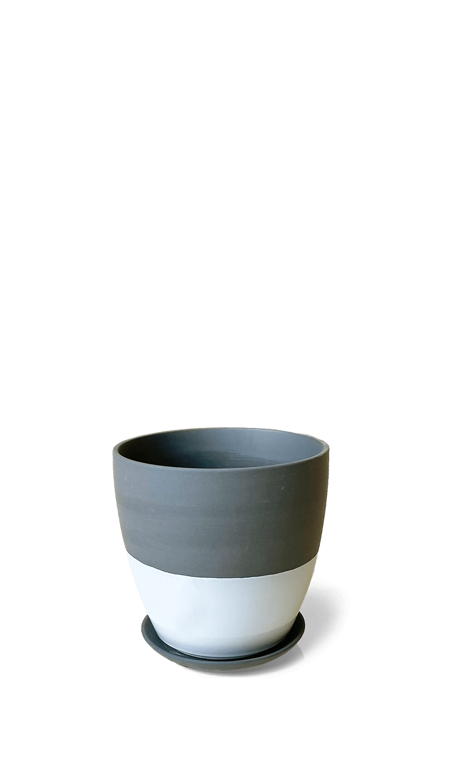 Black Porcelain Modern Indoor Plant Pot with Saucer - Black - designed by Chive Studio Toronto