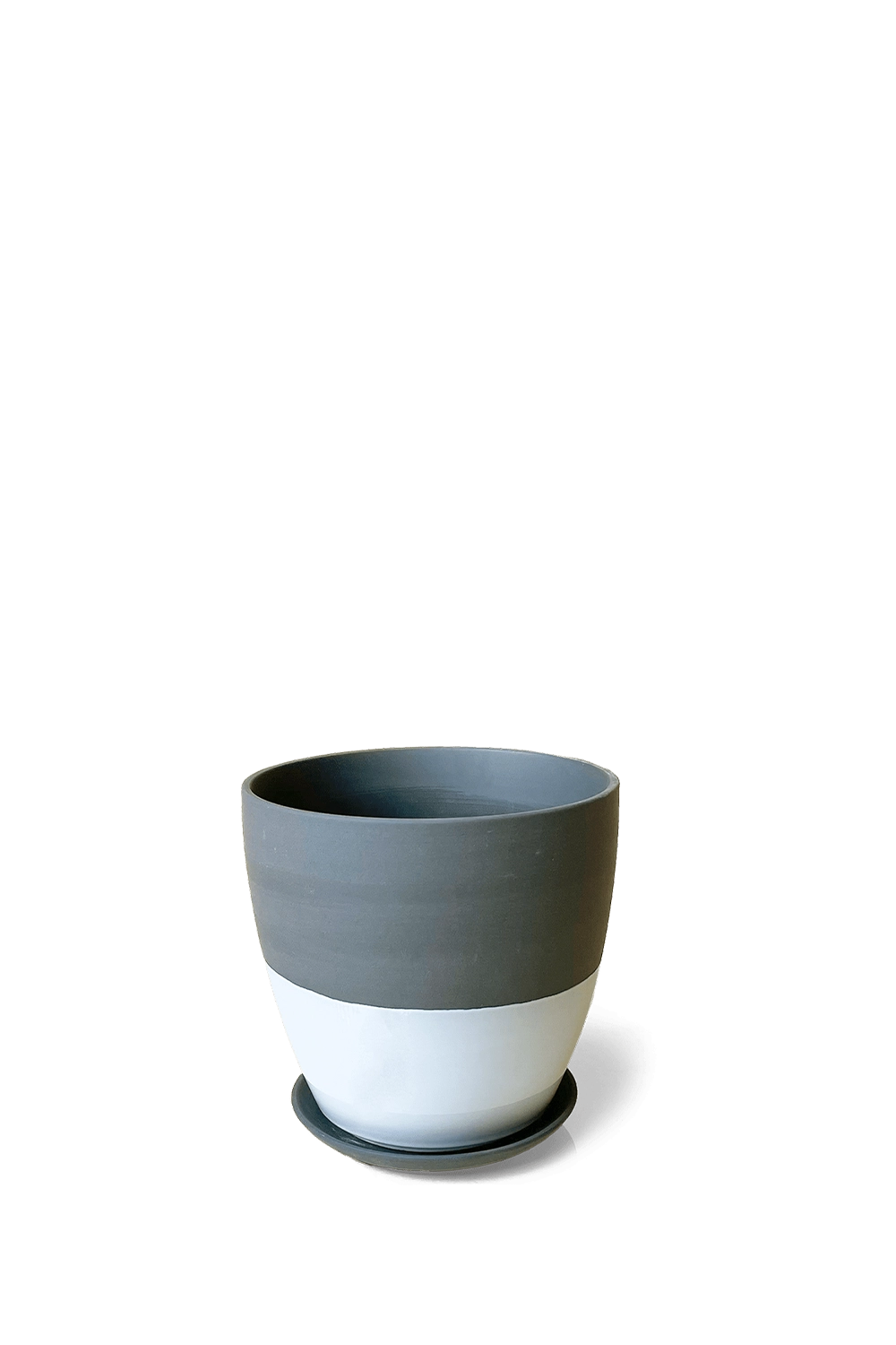 Black Porcelain Modern Indoor Plant Pot with Saucer - Black - designed by Chive Studio Toronto