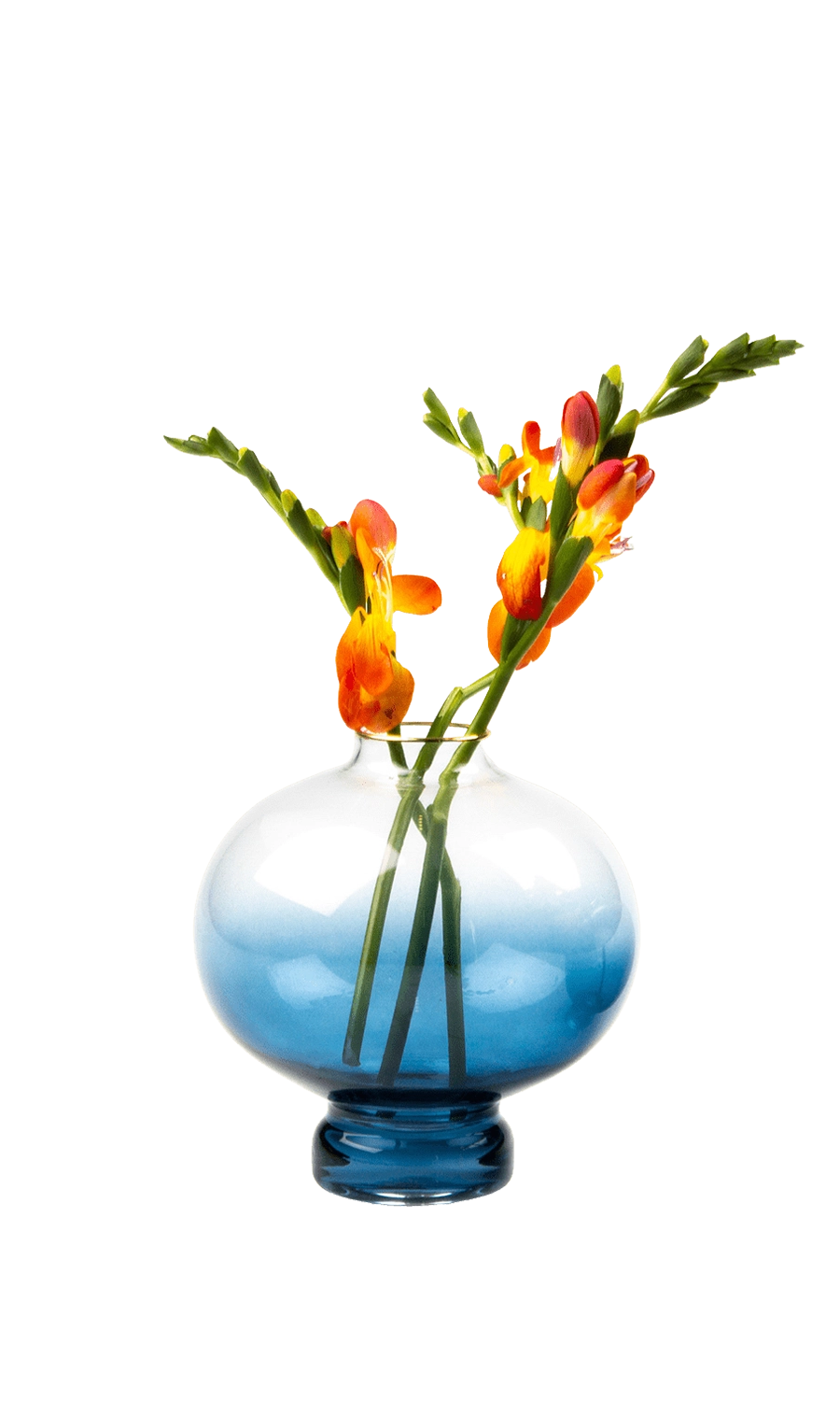 Blue Glass Unique Flower Vase - Lantern - handmade by Chive Studio Toronto