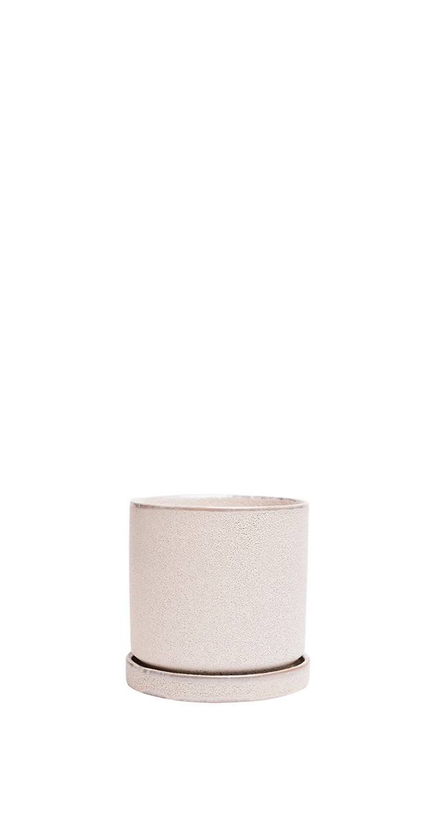Ivory Speckle Medium Ceramic Pot with Drainage Hole and Saucer - Minute - handmade by Chive Studio Toronto
