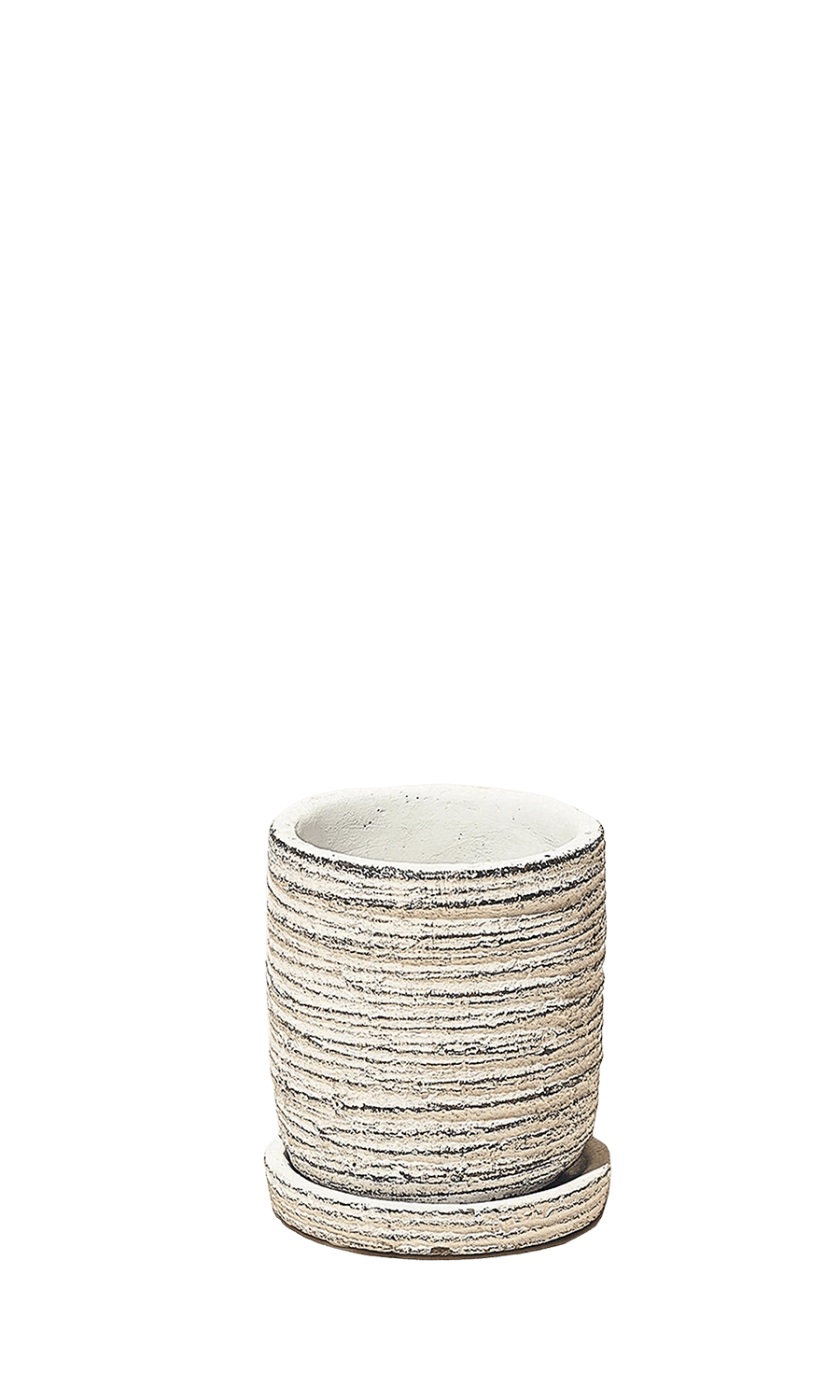 Cream Ceramic Pot with Drainage Hole and Saucer - Paul - handmade by Chive Studio Toronto
