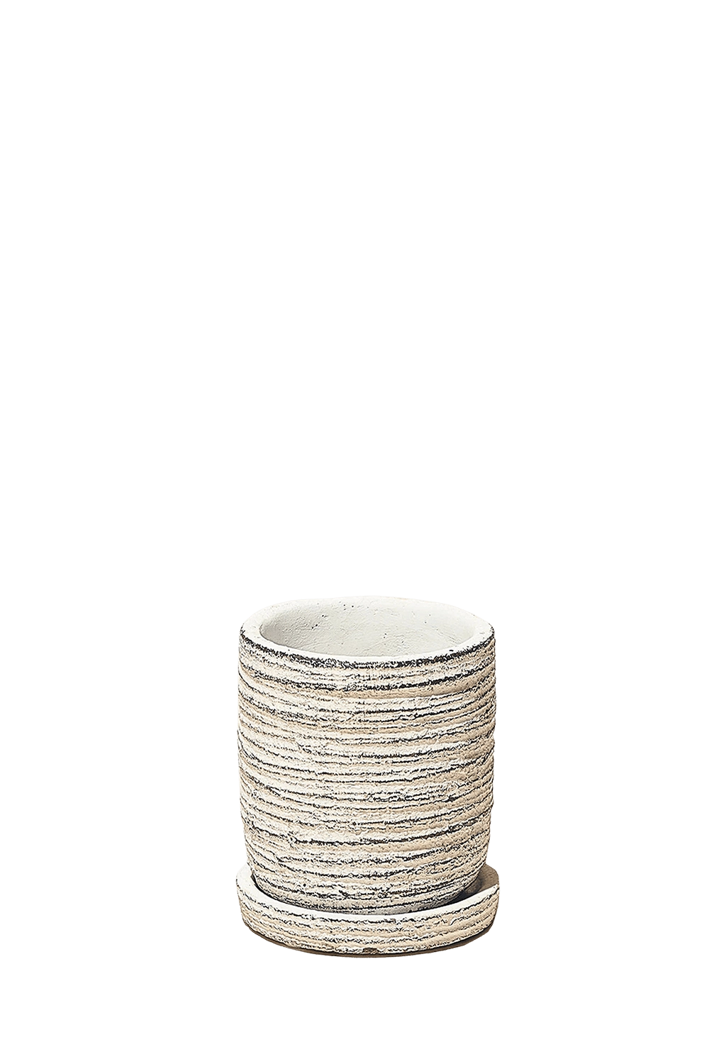 Cream Ceramic Pot with Drainage Hole and Saucer - Paul - handmade by Chive Studio Toronto