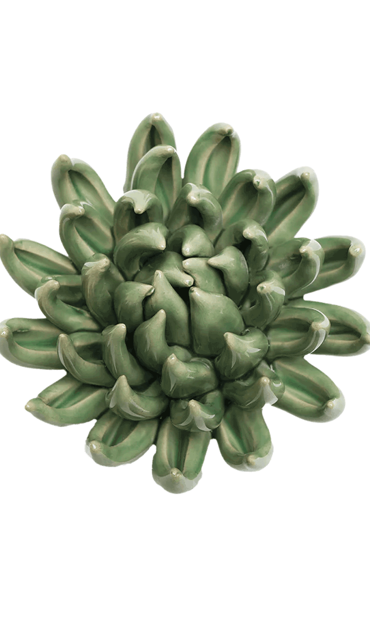 Jade Green Succulent ceramic wall flower — English Garden Collection — Chive Ceramics Studio