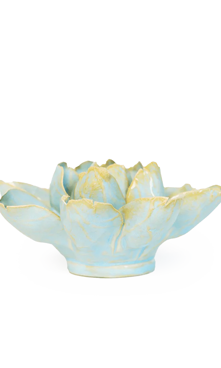 Robin's egg blue Aurora Water Lily ceramic wall flower — English Garden Collection — handmade by Chive Studio Toronto