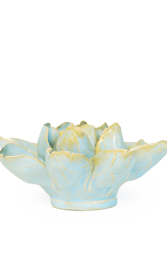 Robin's egg blue Aurora Water Lily ceramic wall flower — English Garden Collection — handmade by Chive Studio Toronto