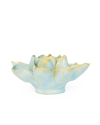 Robin's egg blue Aurora Water Lily ceramic wall flower — English Garden Collection — handmade by Chive Studio Toronto