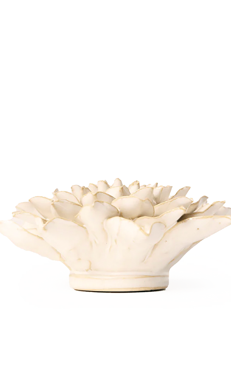 Ivory Autumn Azalea ceramic wall flower detail view — Chive Ceramics Studio