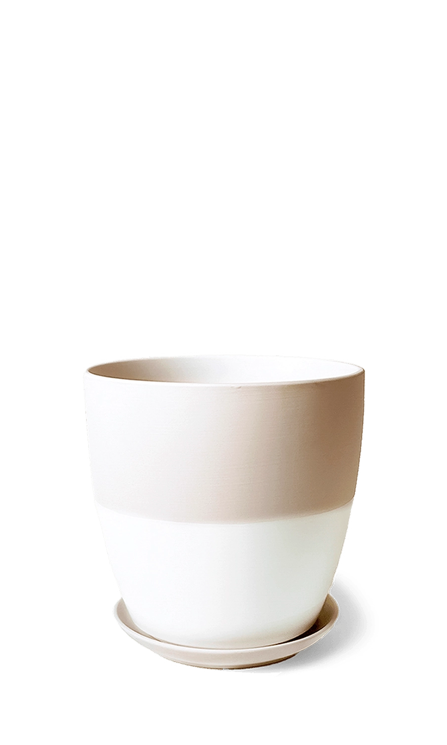Soft Pink Large Porcelain Modern Indoor Plant Pot With Saucer - Dyad - handmade by Chive Studio Toronto