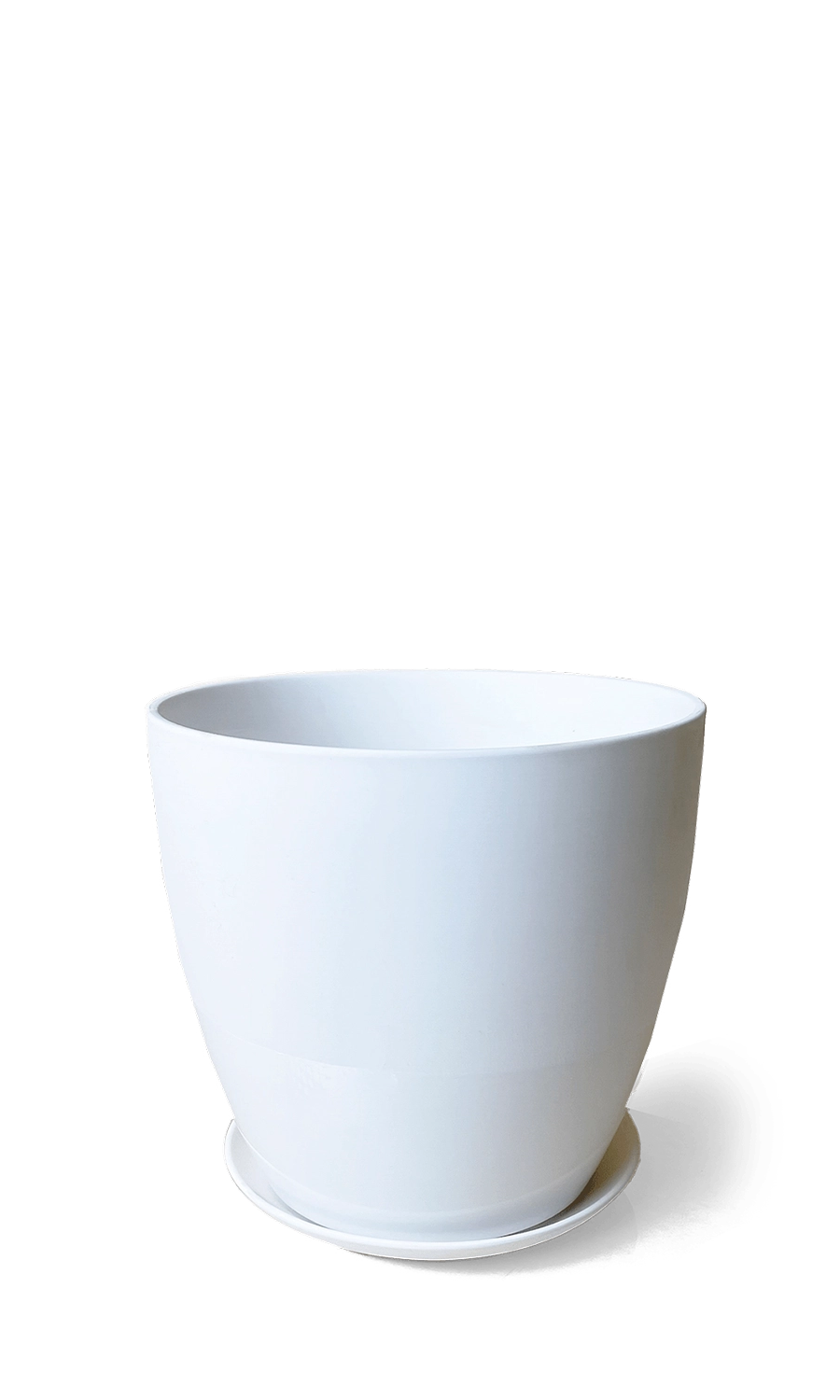 White Porcelain Modern Indoor Plant Pot With Saucer - Dyad - handmade by Chive Studio Toronto