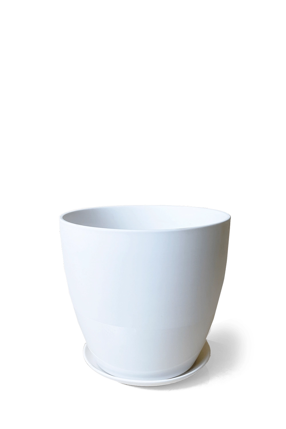 White Porcelain Modern Indoor Plant Pot With Saucer - Dyad - handmade by Chive Studio Toronto