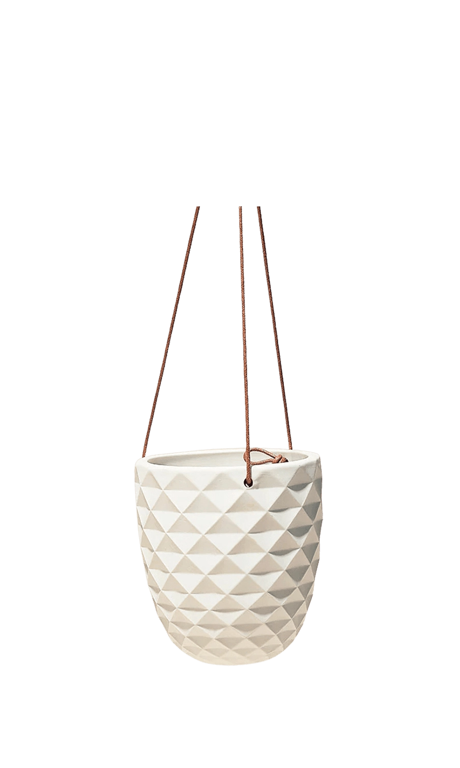 White Porcelain Modern Hanging Planter - Thimble - designed by Chive Studio Toronto