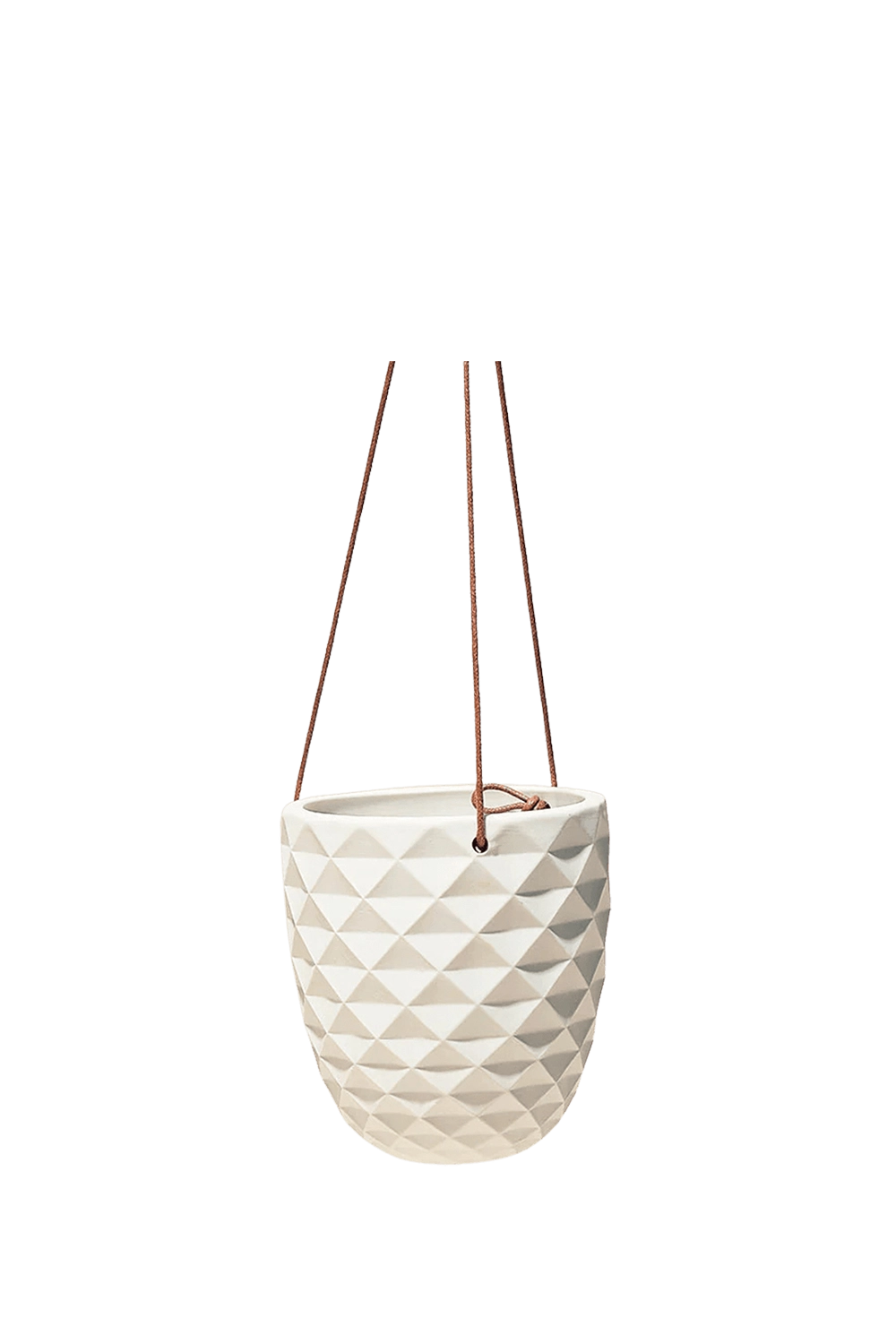 White Porcelain Modern Hanging Planter - Thimble - designed by Chive Studio Toronto