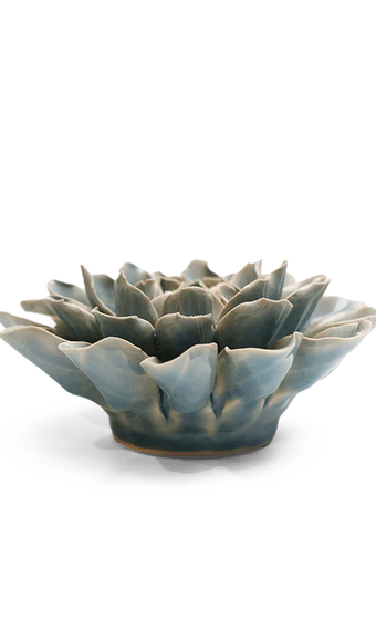 Powder Blue Aphrodite Dahlia ceramic wall flower — English Garden collection — by Chive Studio