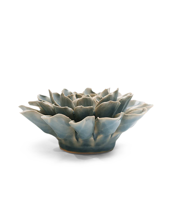 Powder Blue Aphrodite Dahlia ceramic wall flower — English Garden collection — by Chive Studio