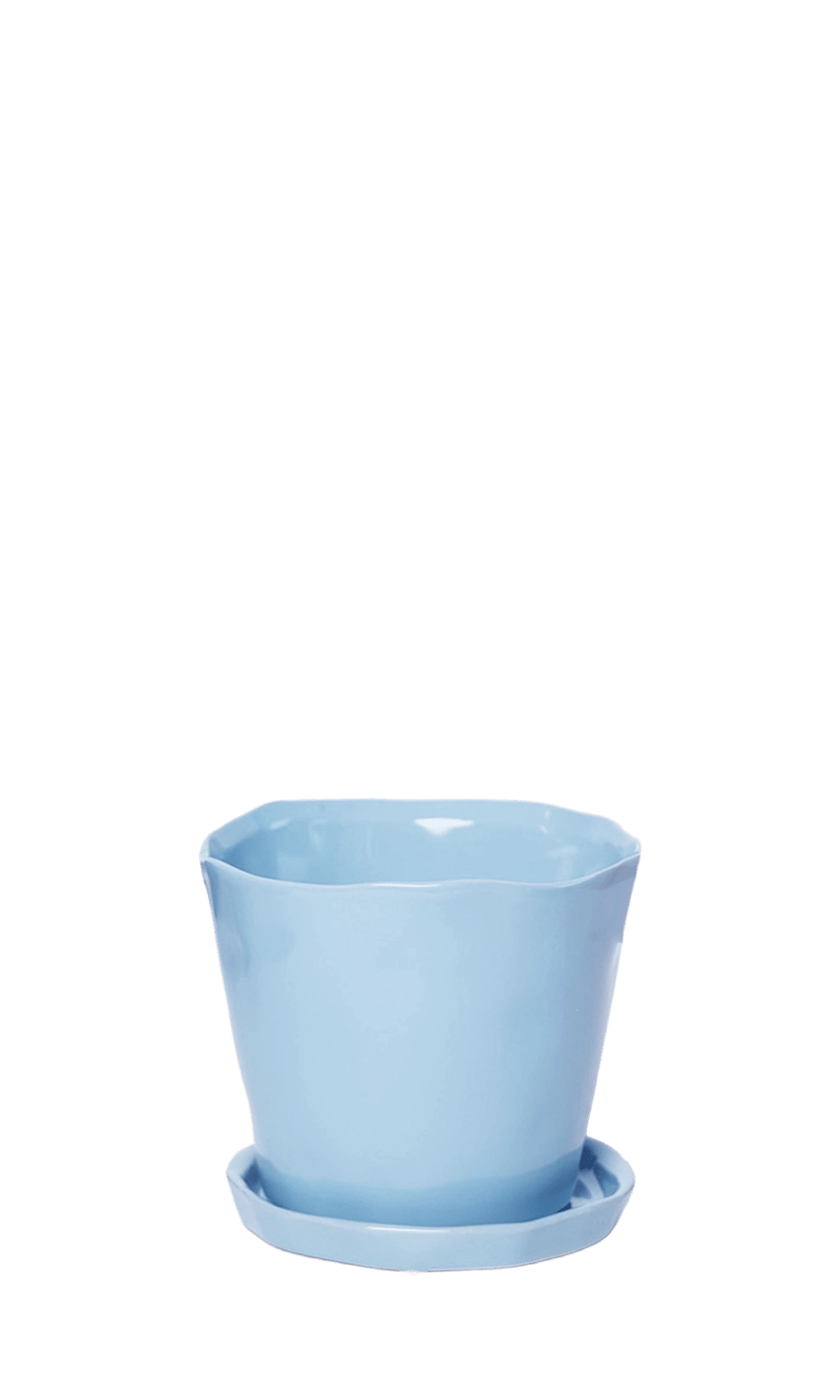 Periwinkle Large Ceramic Plant Pot with Drainage Hole and Saucer -Tika - handmade by Chive Studio Toronto