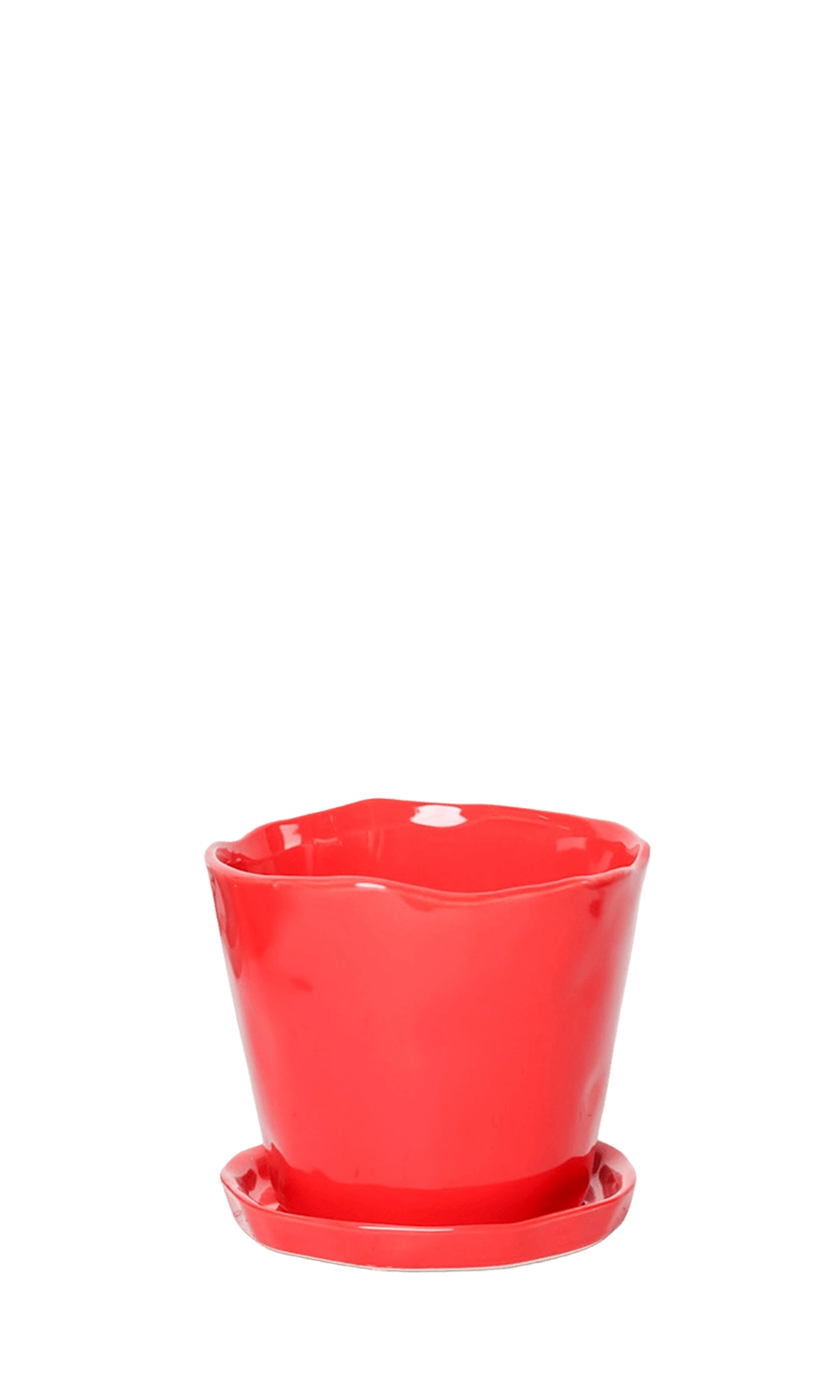 Red Large Ceramic Plant Pot with Drainage Hole and Saucer - Tika - handmade by Chive Studio Toronto
