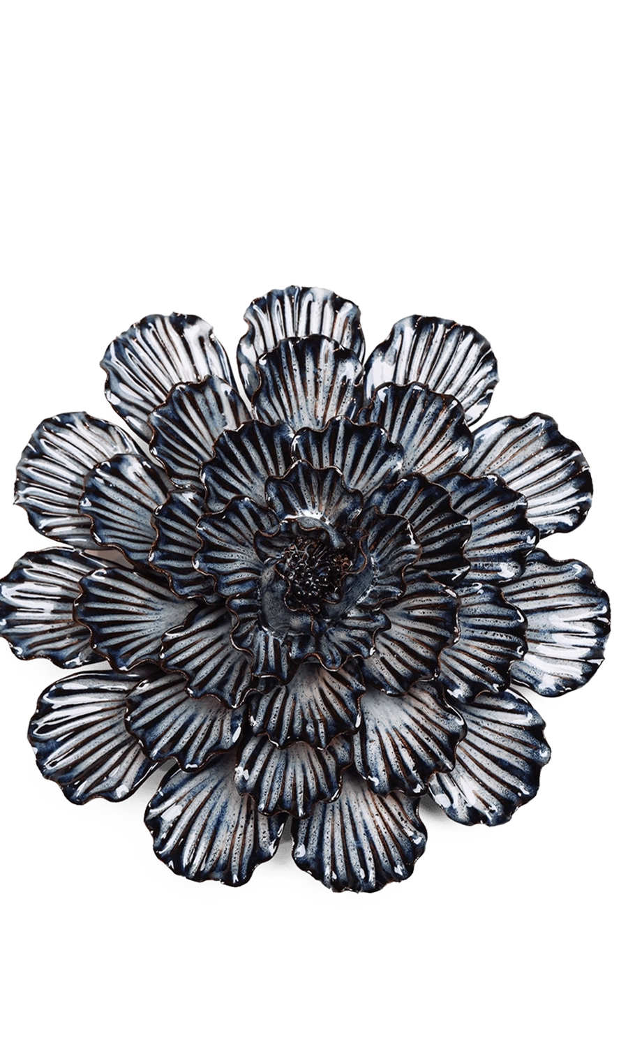navy dinner plate dahlia ceramic wall flower — Japan Collection — designed in Toronto by Chive Studio
