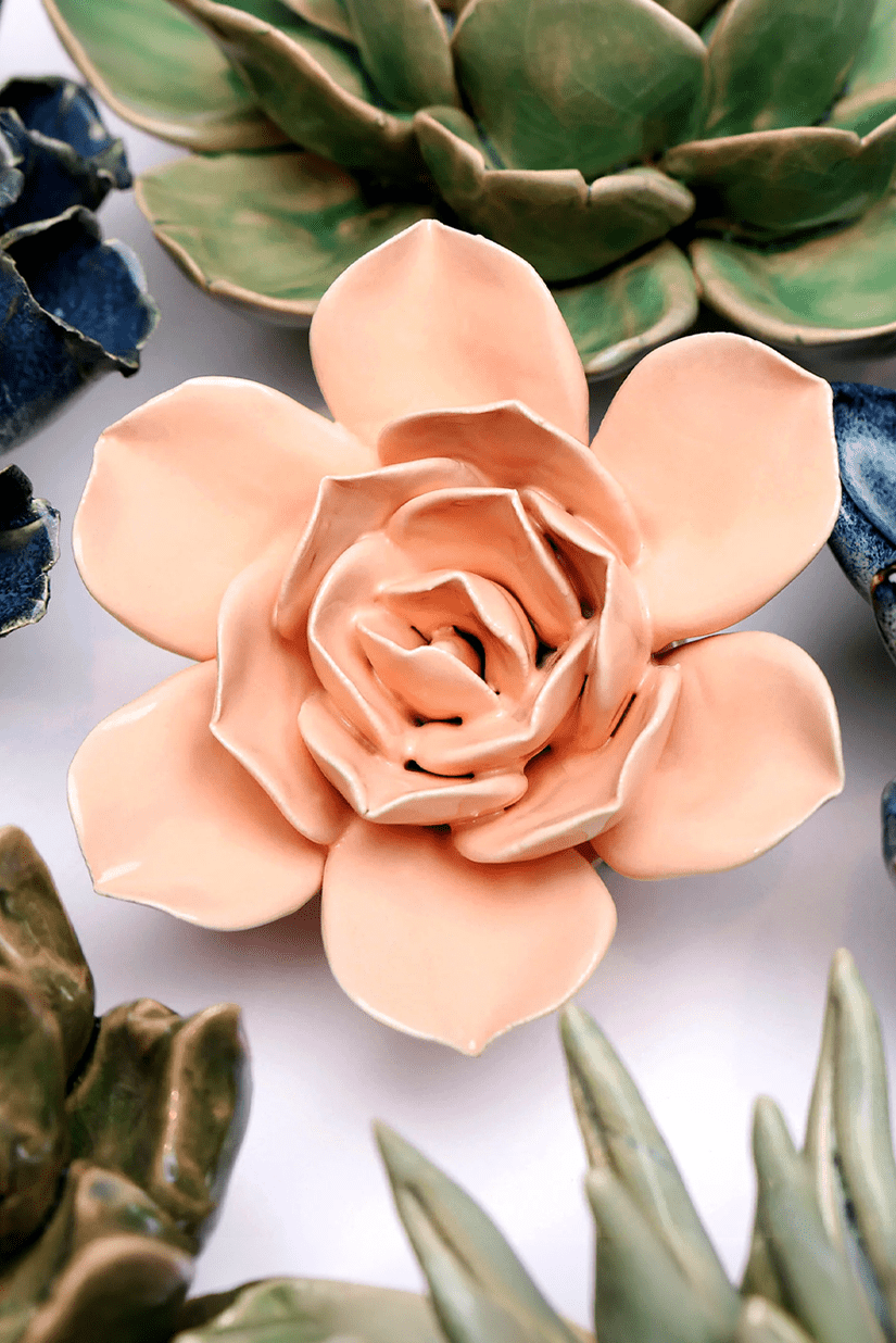 December Birth Flower - Narcissus ceramic wall flower styled on wall — Birth Flower Collection — Chive Studio Toronto