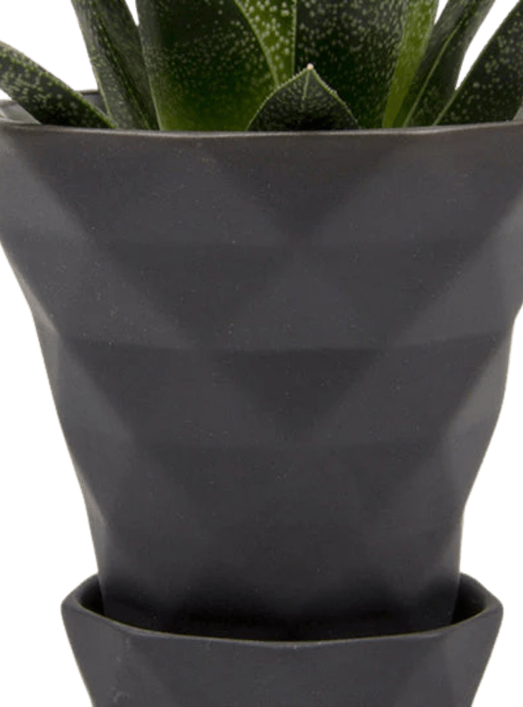 Diamond Porcelain Modern Indoor Plant Pot With Saucer - Chive Ceramics Studio - Pots - Chive US