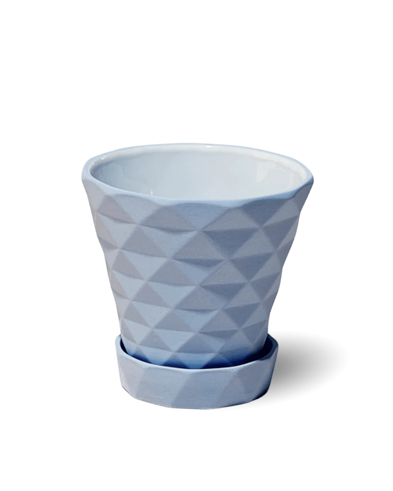 Diamond Porcelain Modern Indoor Plant Pot With Saucer - Chive Ceramics Studio - Pots - Chive US