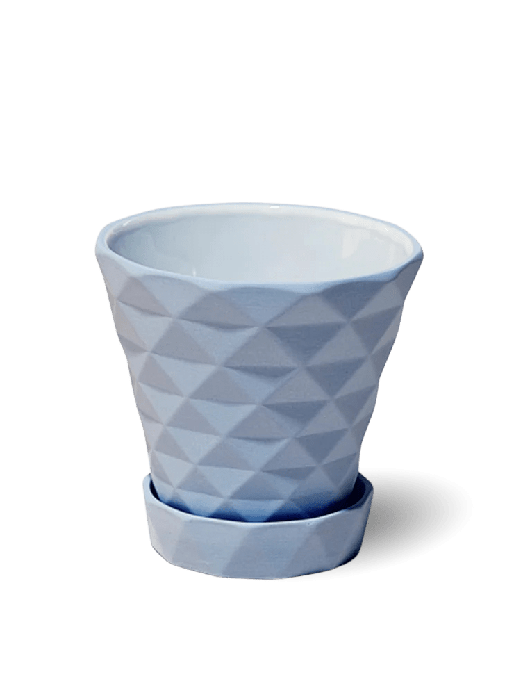 Diamond Porcelain Modern Indoor Plant Pot With Saucer - Chive Ceramics Studio - Pots - Chive US